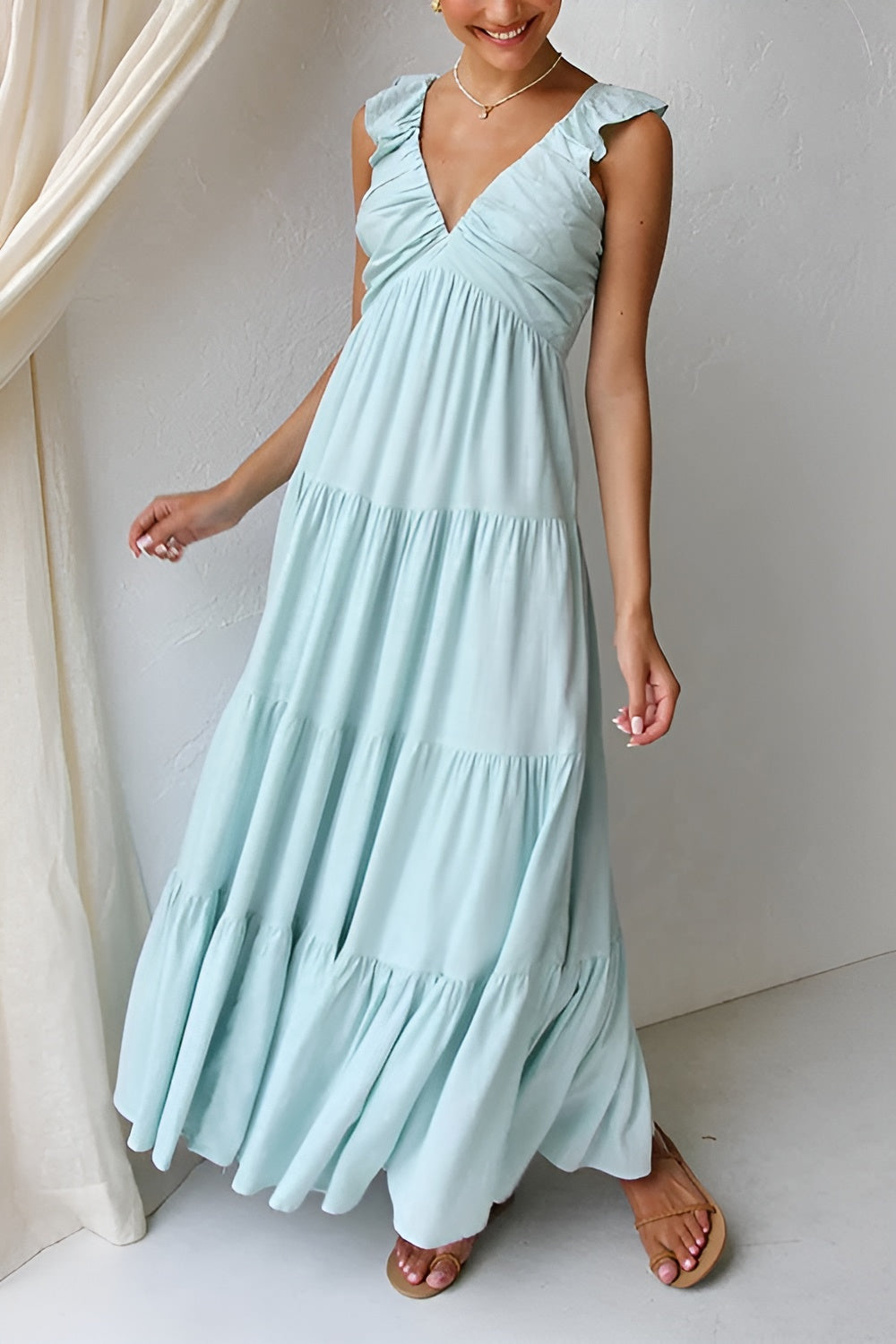 Elena – Boho Maxi Jurk met Elegante Ruches