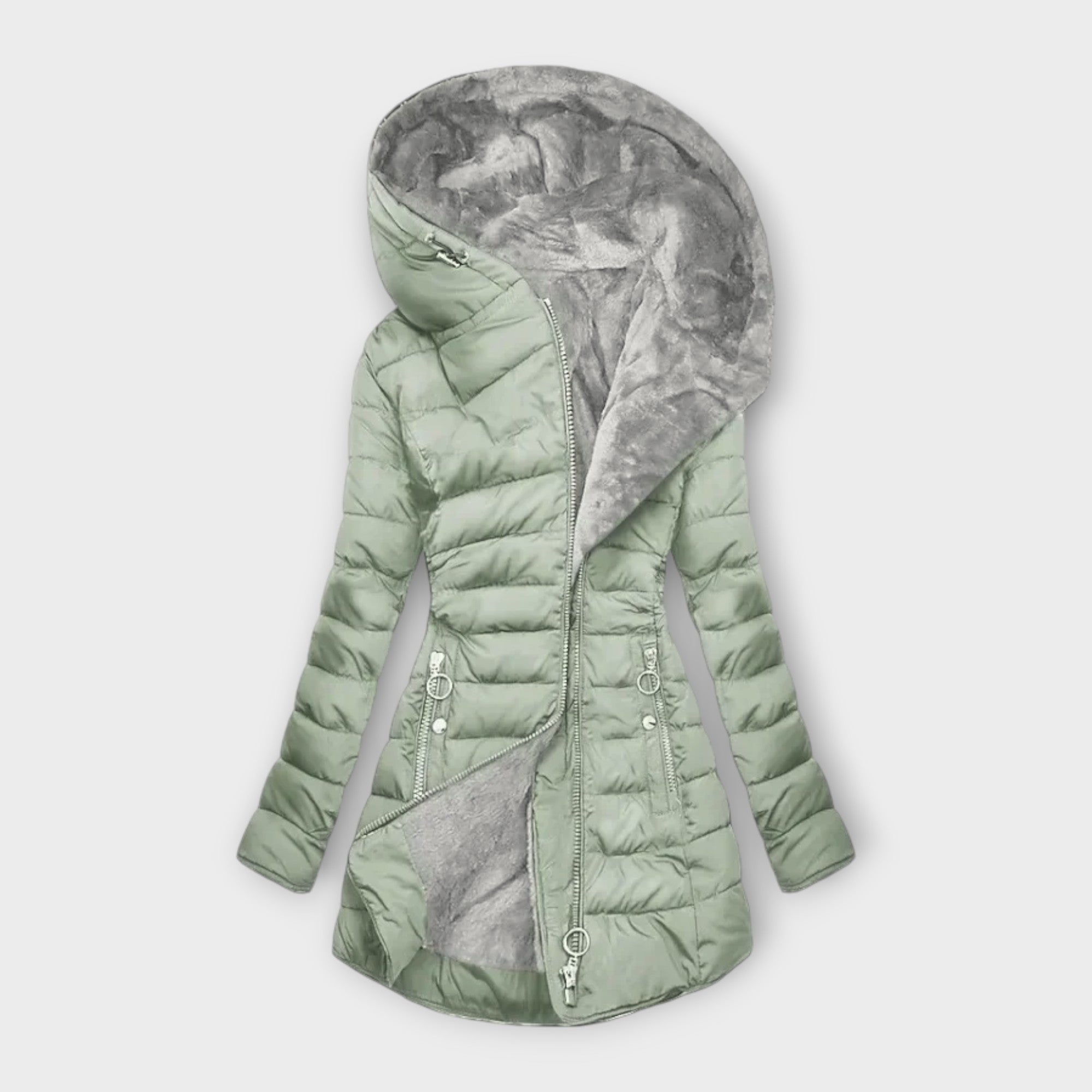 Amara – Dames Lange Winterjas met Luxe Bontvoering