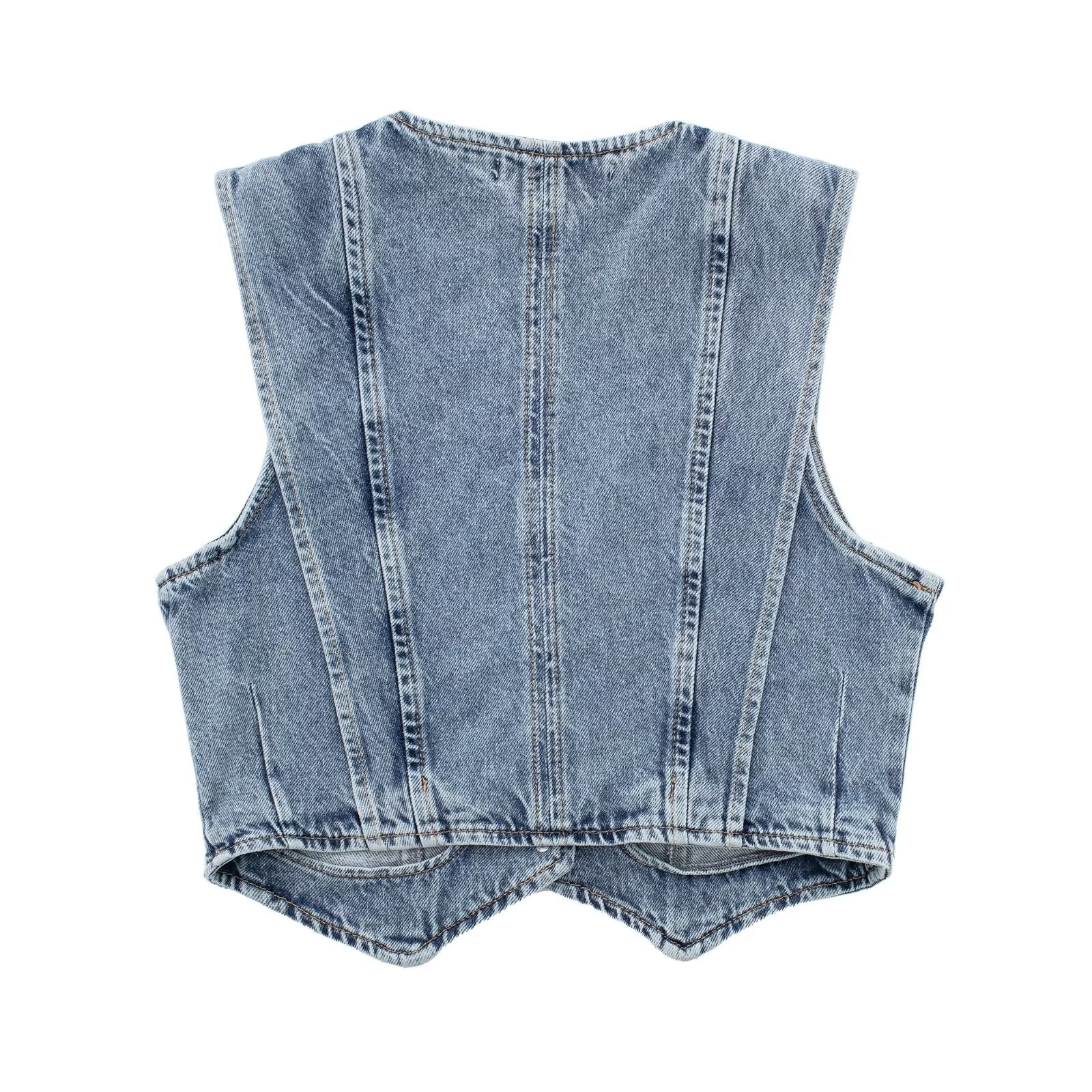 Chiara – Lichtblauwe Cropped Denim Damesvest