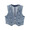 Chiara – Lichtblauwe Cropped Denim Damesvest