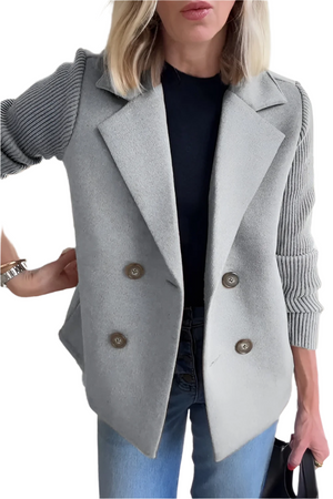 Camille – Dames Blazer van Vegan Wol met Gebreide Mouwen