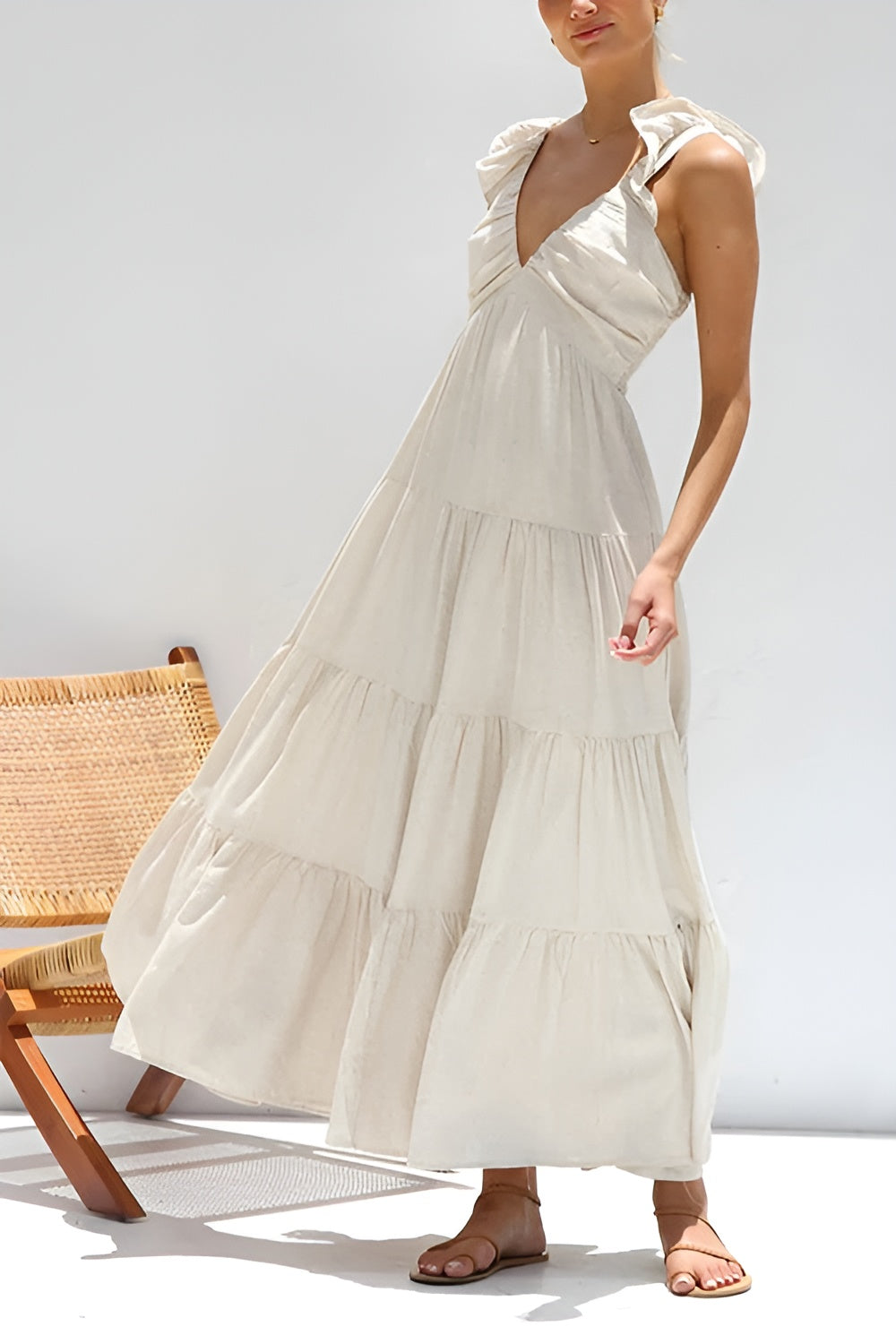 Elena – Boho Maxi Jurk met Elegante Ruches