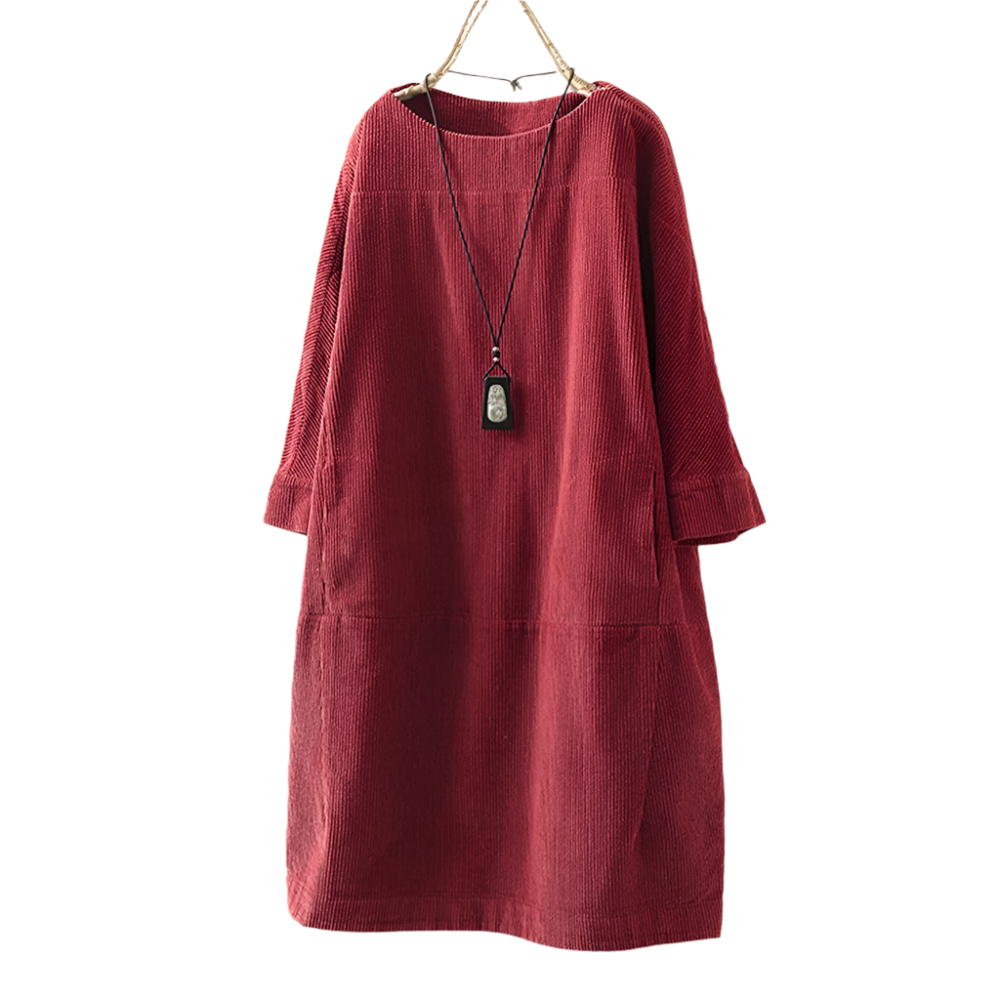 Mirella – Zachte Corduroy Retro Jurk voor Vrouwen