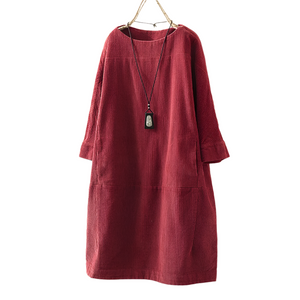 Mirella – Zachte Corduroy Retro Jurk voor Vrouwen