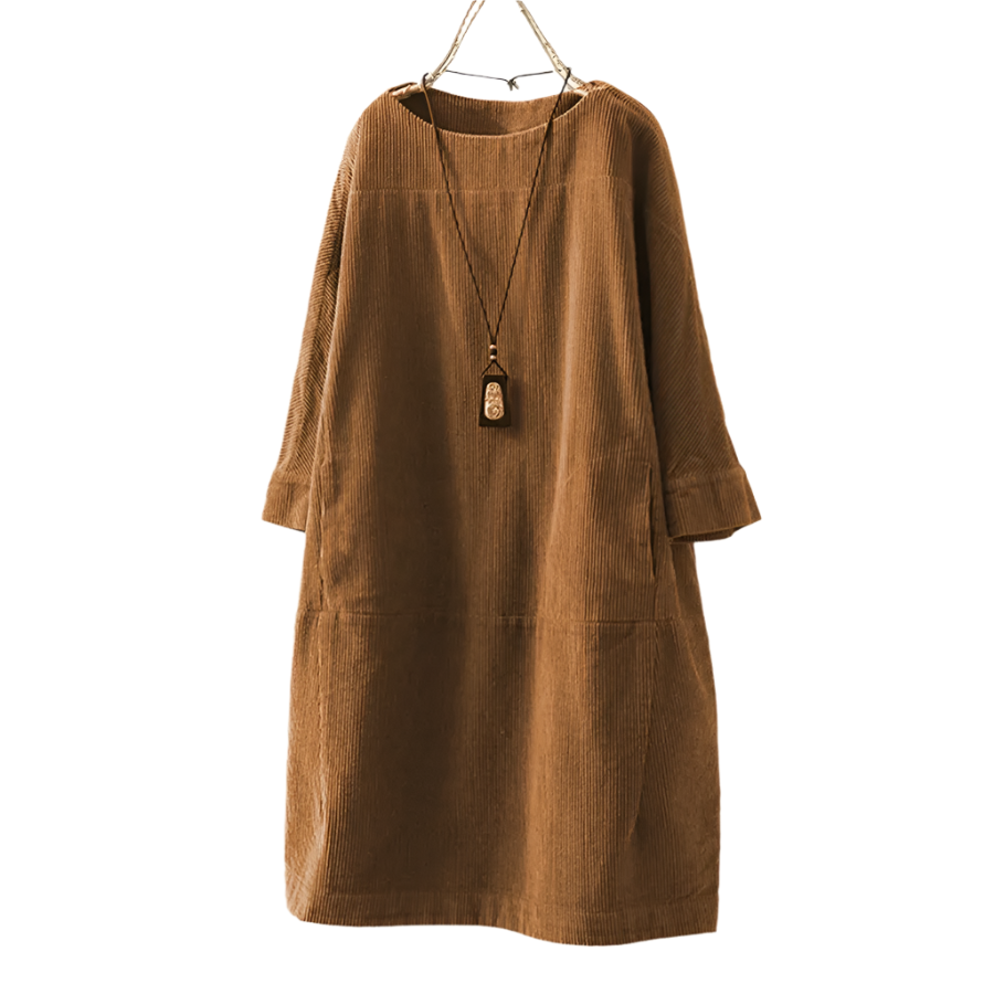 Mirella – Zachte Corduroy Retro Jurk voor Vrouwen