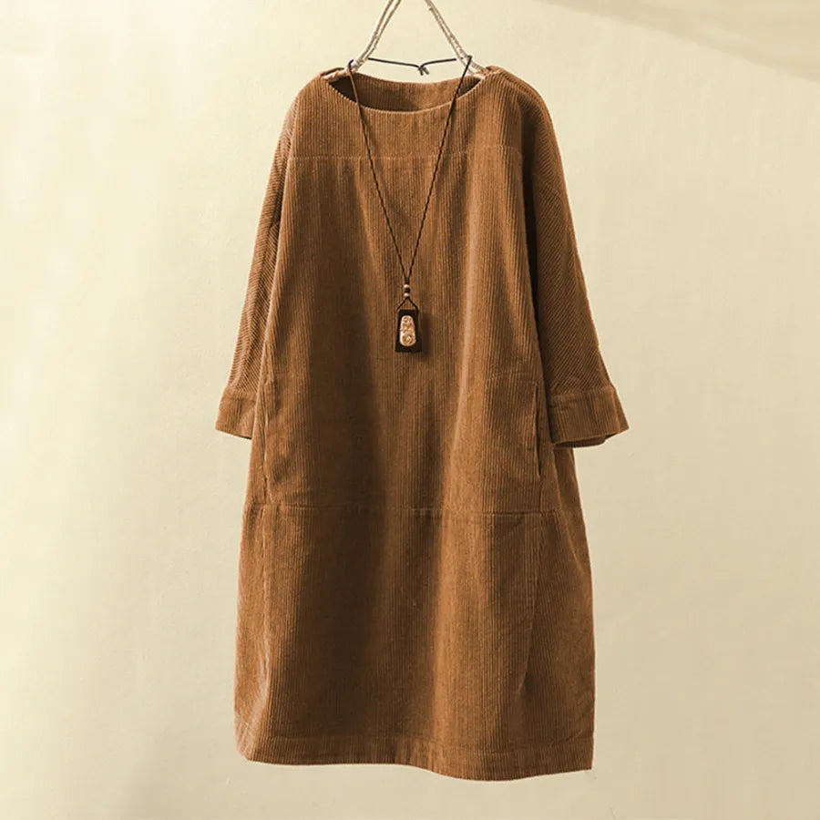 Mirella – Zachte Corduroy Retro Jurk voor Vrouwen