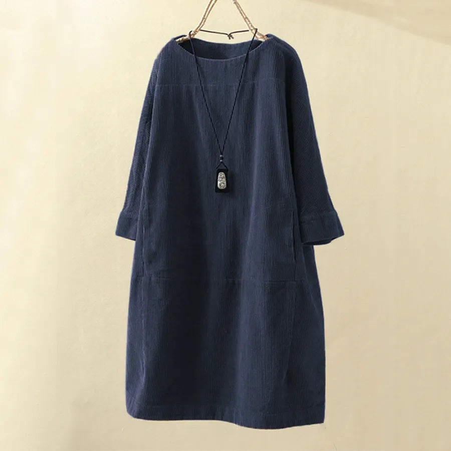 Mirella – Zachte Corduroy Retro Jurk voor Vrouwen
