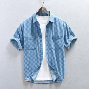 Lorenzo – Casual Heren Overhemd van Denim met Korte Mouwen