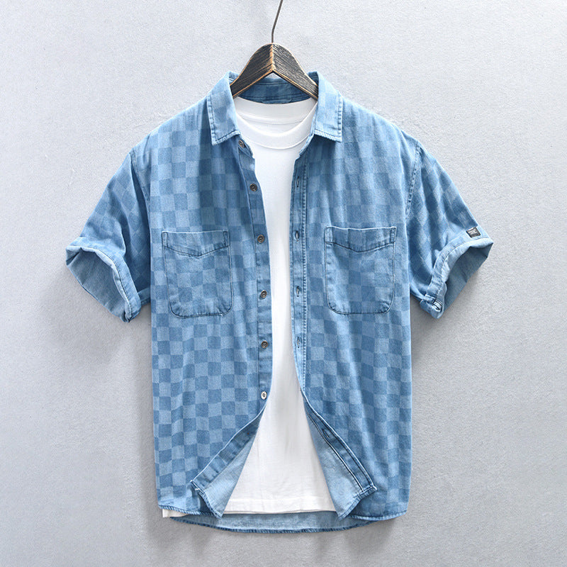 Lorenzo – Casual Heren Overhemd van Denim met Korte Mouwen