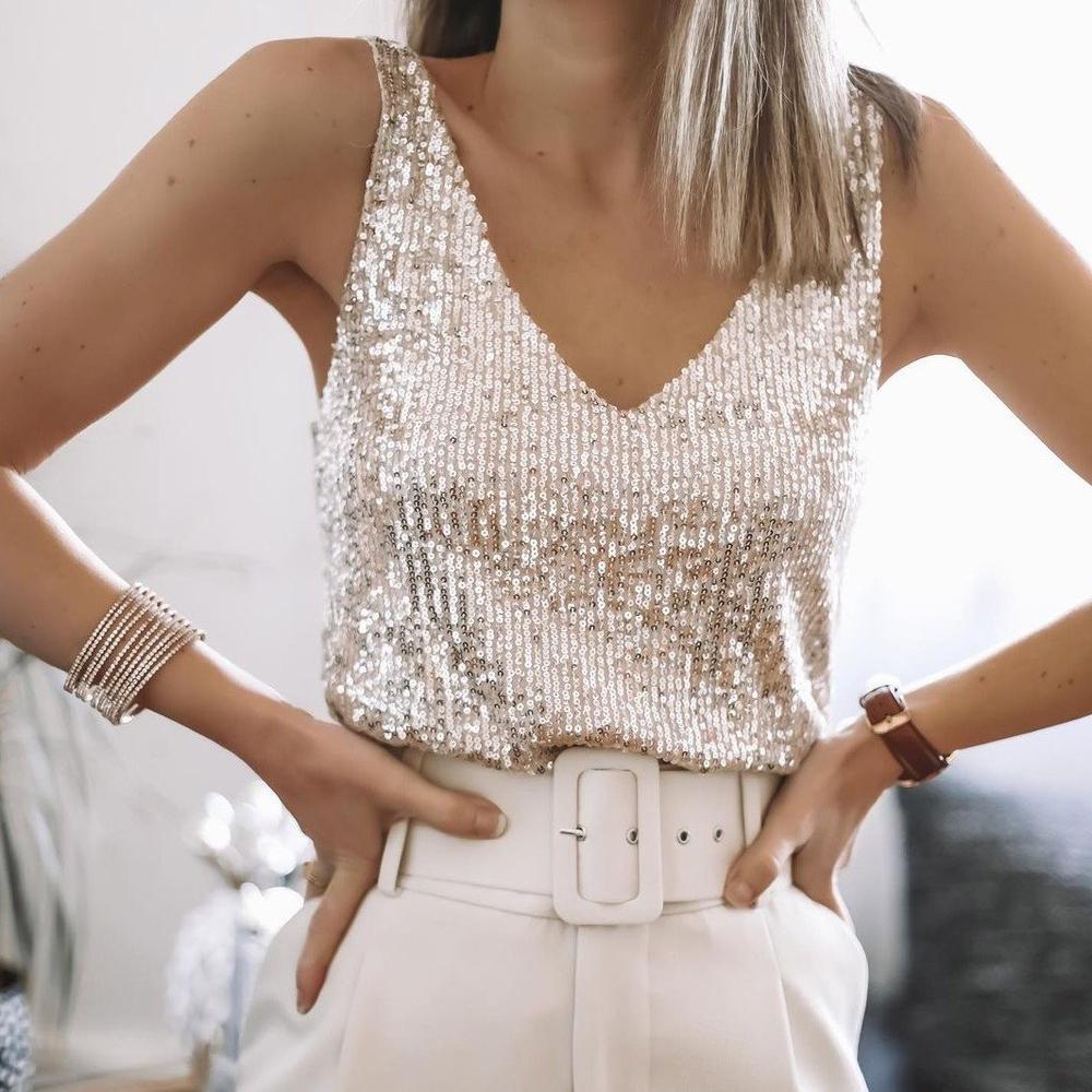 Sofia – Sprankelende Dames Sequin Cami Top