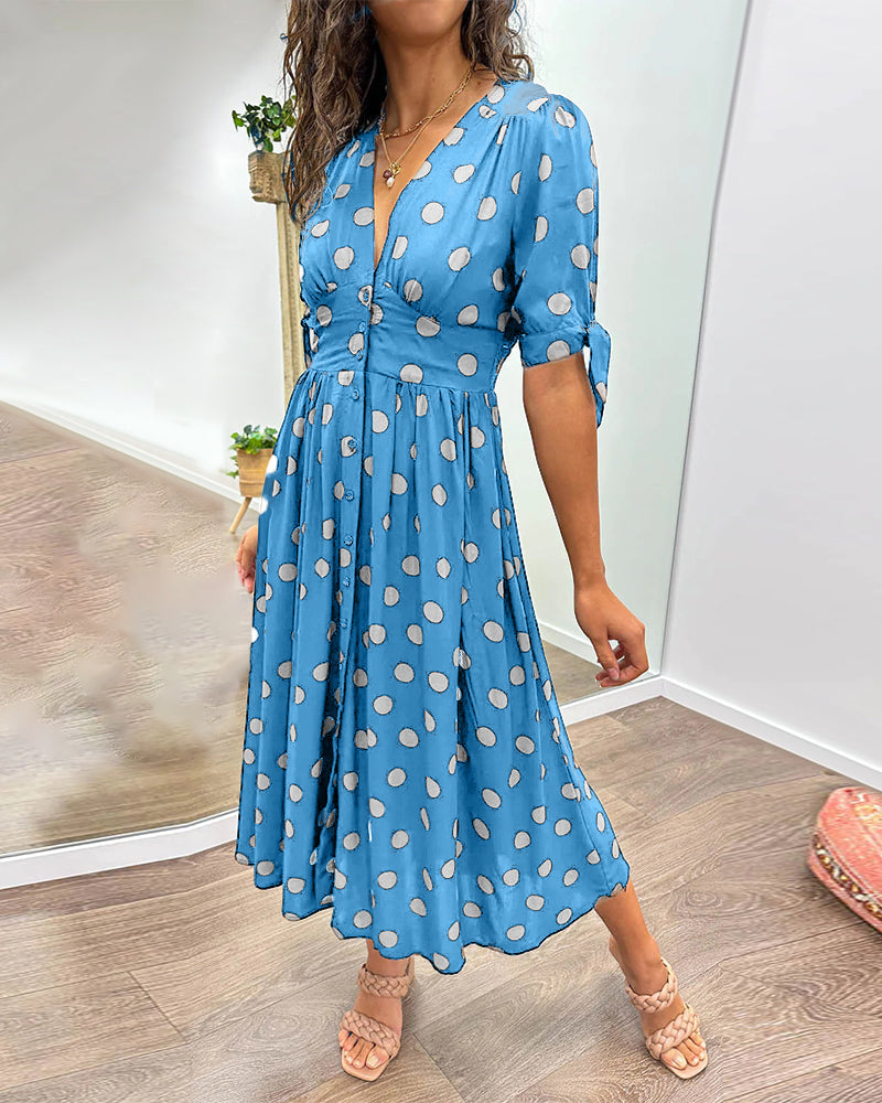 Evi – Dames Polka Dot Midi Jurk