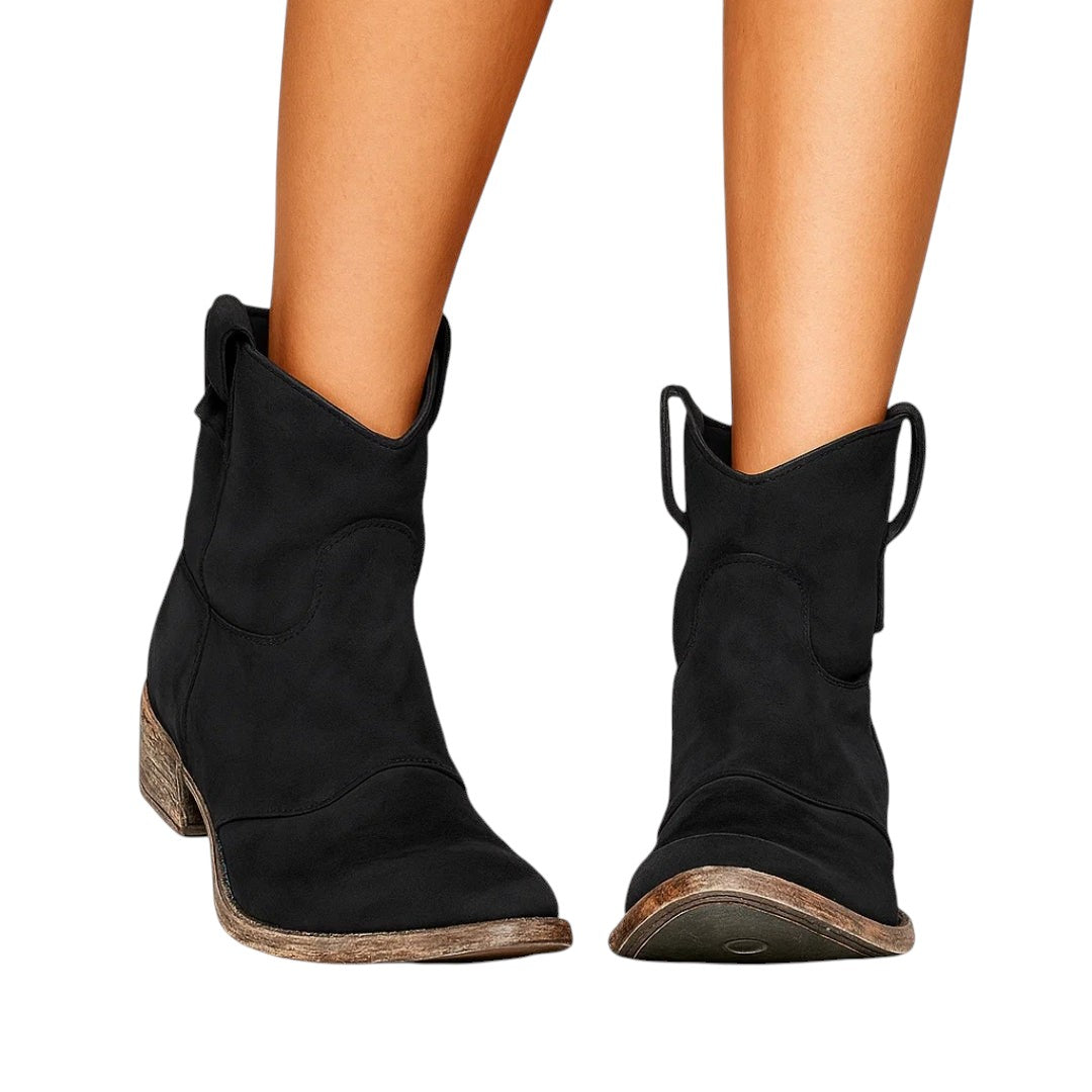 Zoey – Dames Enkellaarzen met Western-Accent