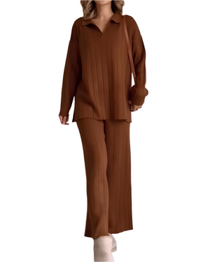 Isabella – Elegante Dames Jacquard Gebreide Tweedelige Set