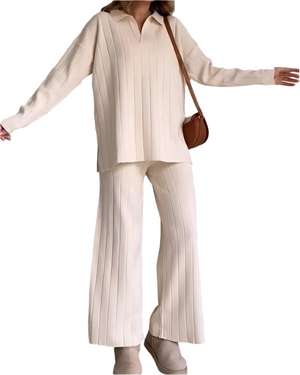 Isabella – Elegante Dames Jacquard Gebreide Tweedelige Set
