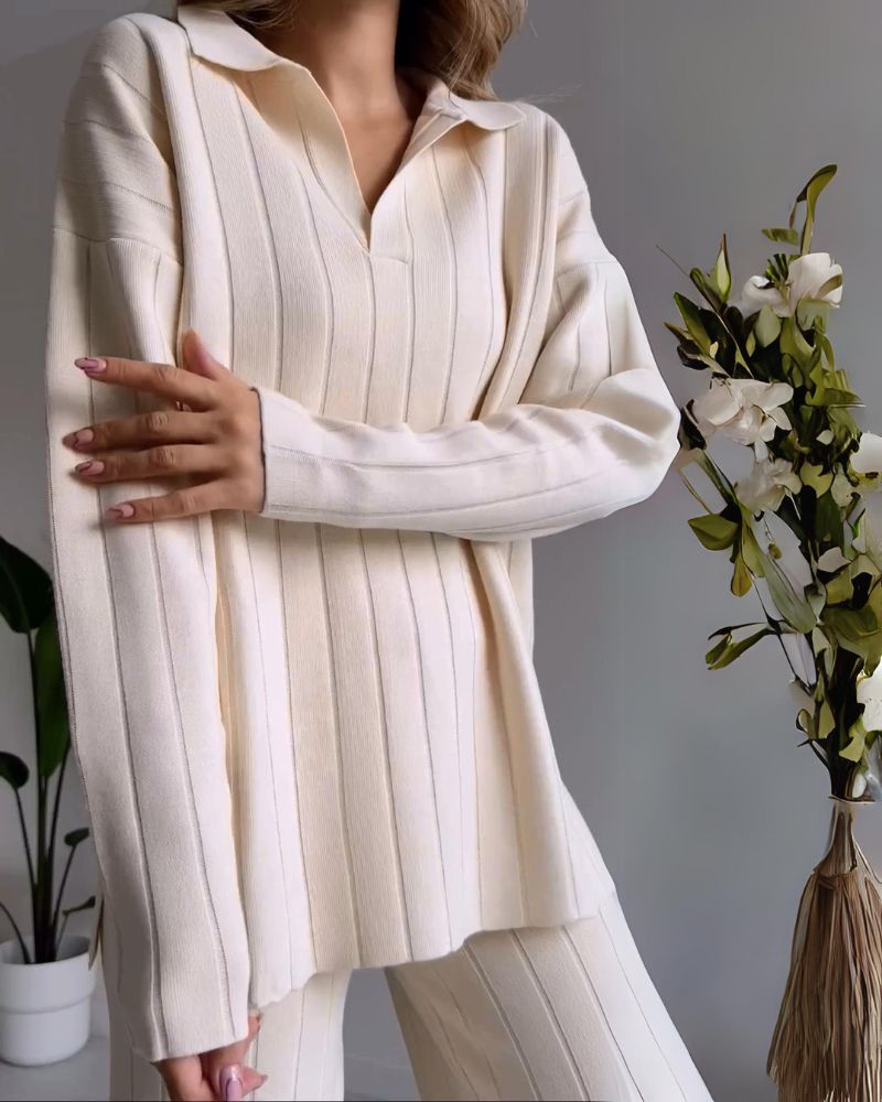 Isabella – Elegante Dames Jacquard Gebreide Tweedelige Set