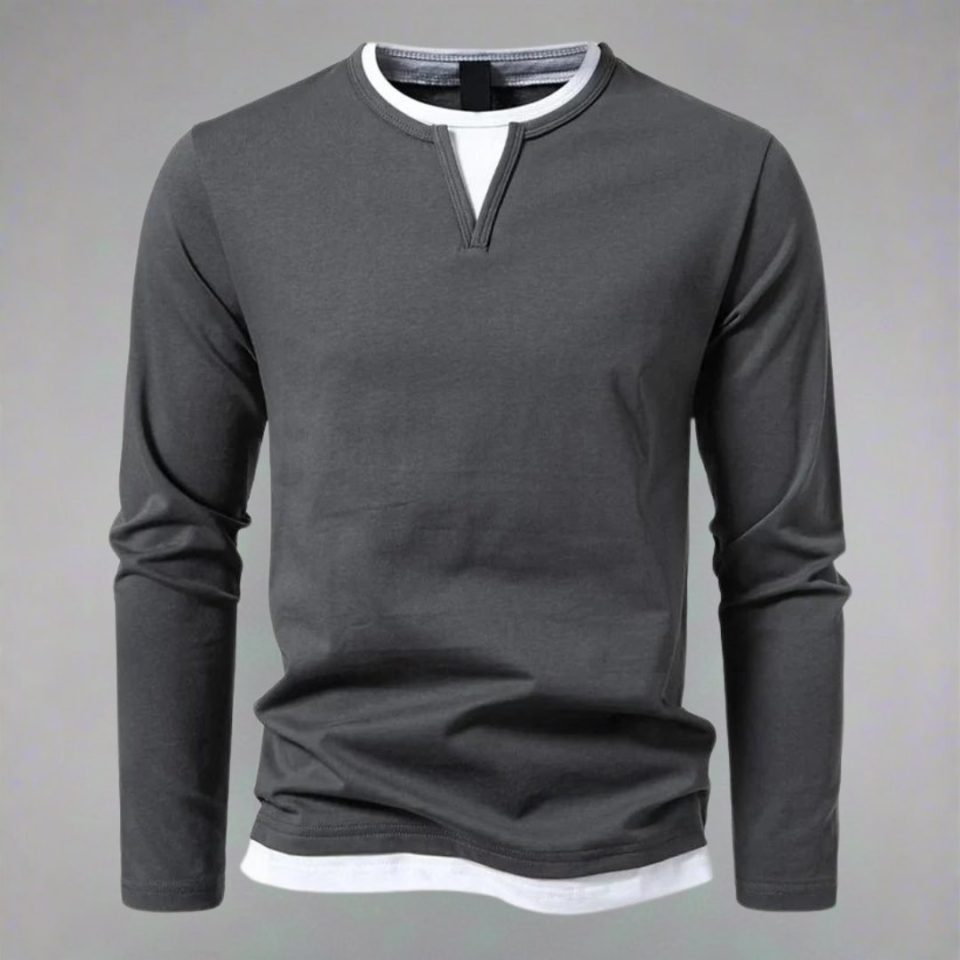 Lorenzo – Klassiek Heren Jersey Overhemd met Lange Mouwen