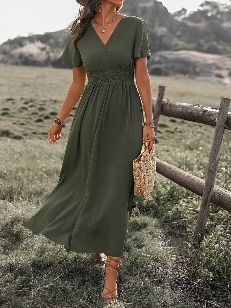 Sofia – Olijfgroene Getailleerde Dames Longline Jas