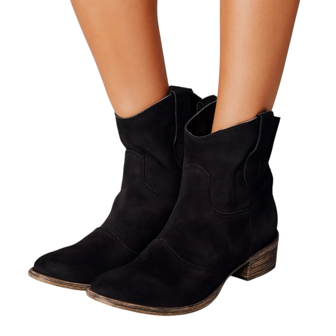 Zoey – Dames Enkellaarzen met Western-Accent