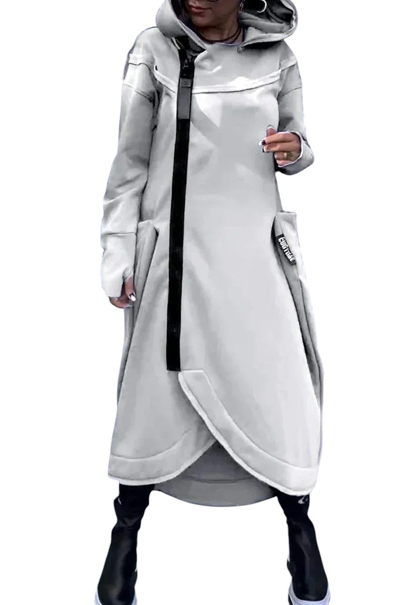 Gianna – Dames Longline Zip-Up Hoodie in Lichte Stof