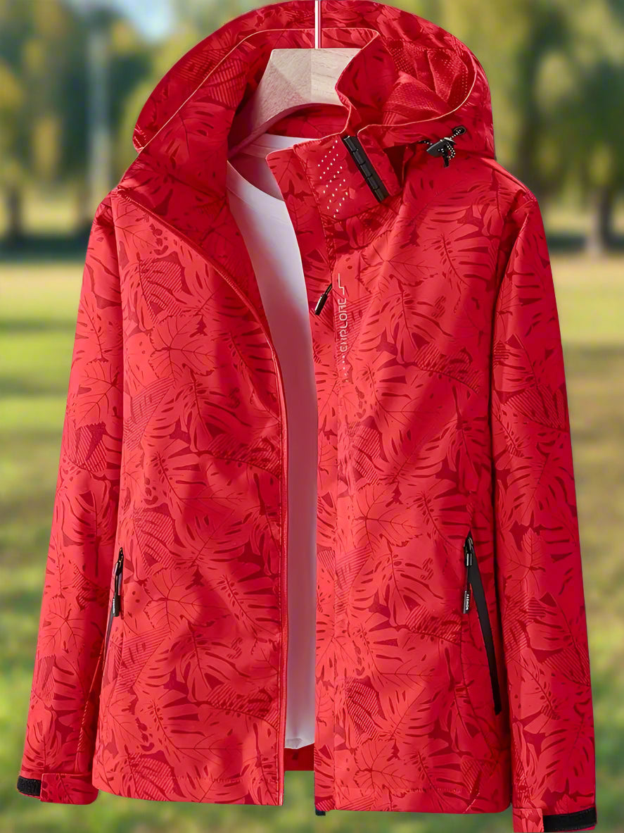 Danielle – Lichtgewicht Dames Regenjack met Bladprint