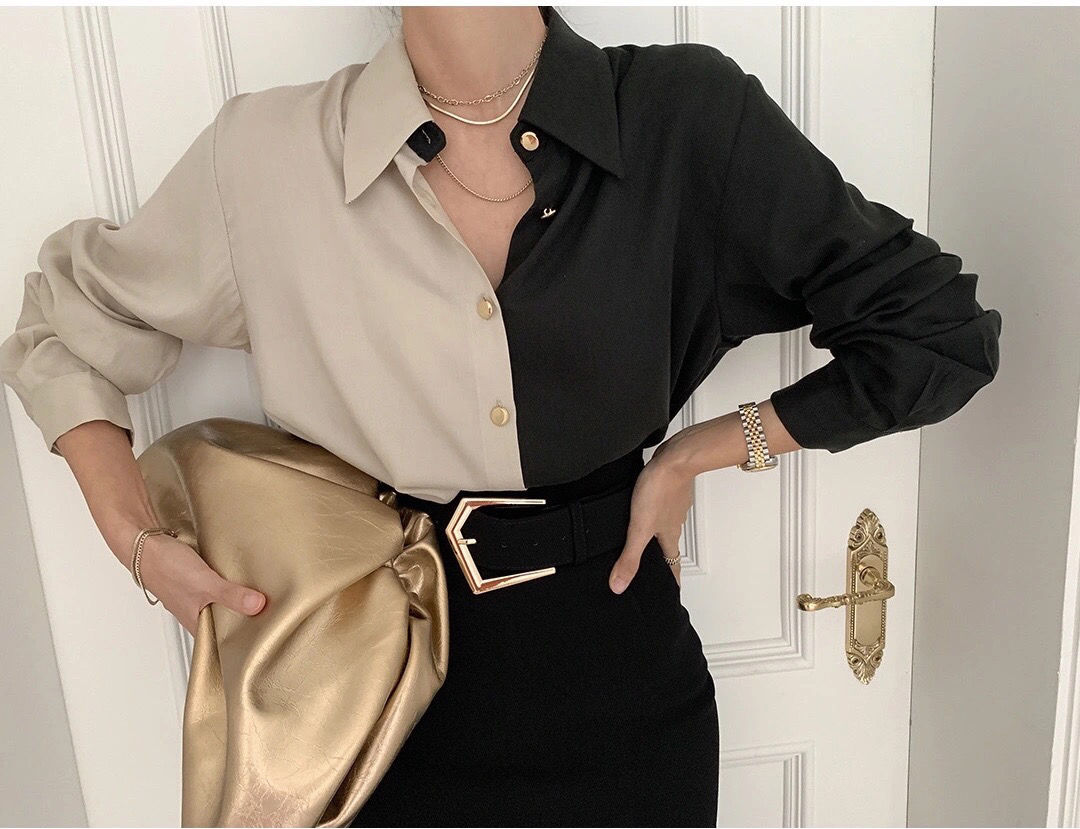 Isabella – Oversized Patchwork Dames Blouse voor Werk & Casual