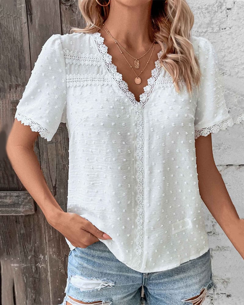 Sophia – Kant V-Hals Damesblouse
