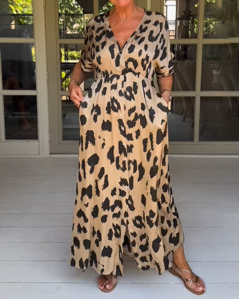 Zaffirio – Boho Elegante Damesjurk met Panterprint