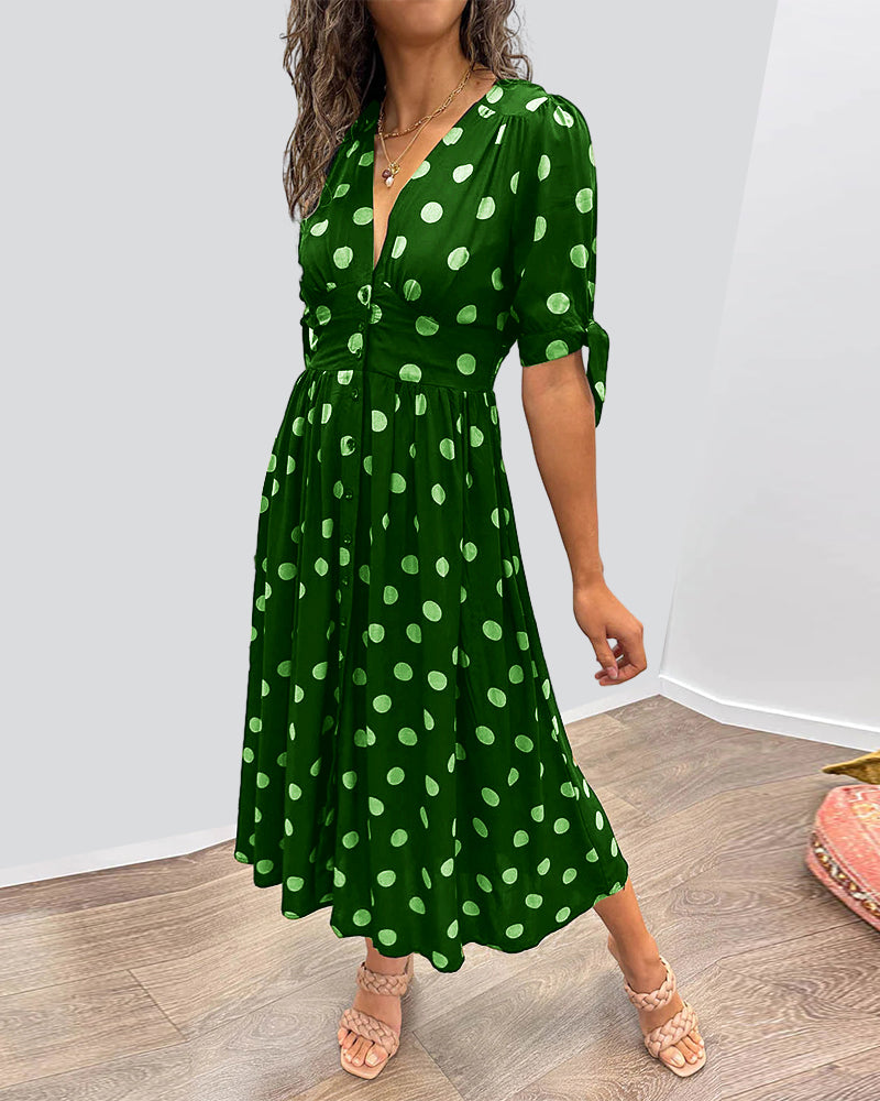 Evi – Dames Polka Dot Midi Jurk