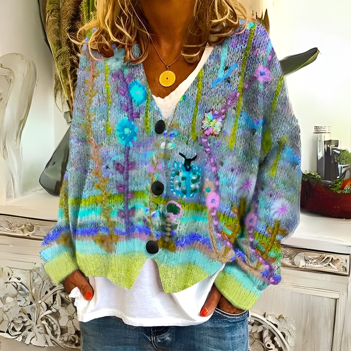 Celine – Bohemian Dames Bloemen Cardigan