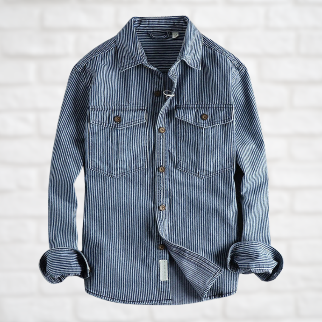 EnricoValdini Vintage Denim Overhemd Voor Mannen