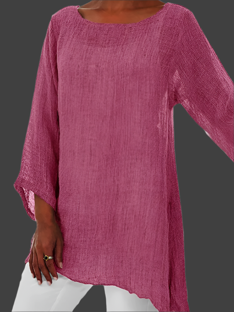 Chiara – Luchtige Dames Linnen Blouse met Halve Mouw