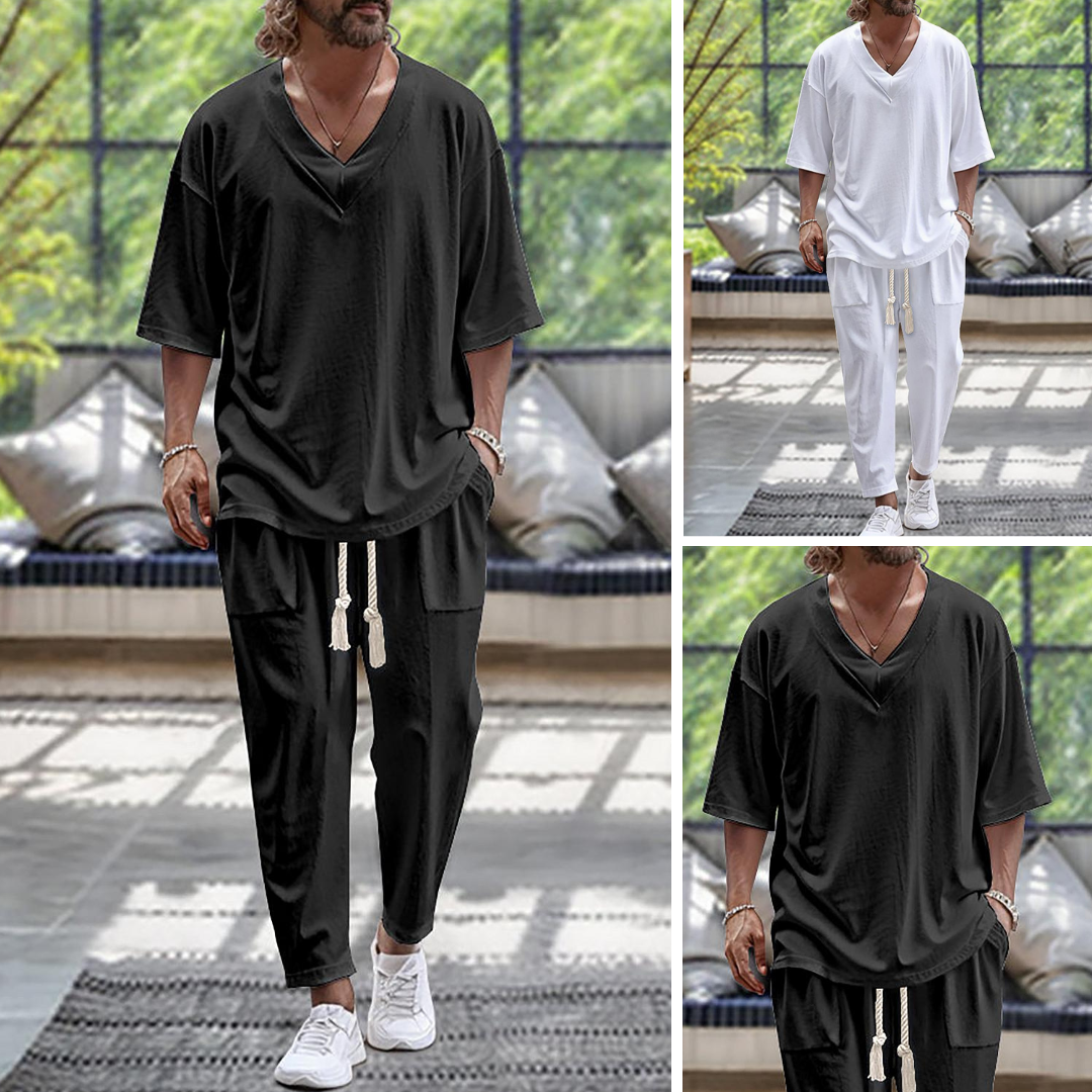 StefanoZanetti -  Heren Overhemd en Linnen Broek set