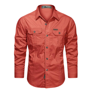 Matteo – Heren Overhemd van Textuurkatoen met Utility-look