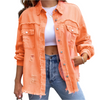 Camille – Vrouwelijk Denim Jack met Kleurrijke Distressed Look