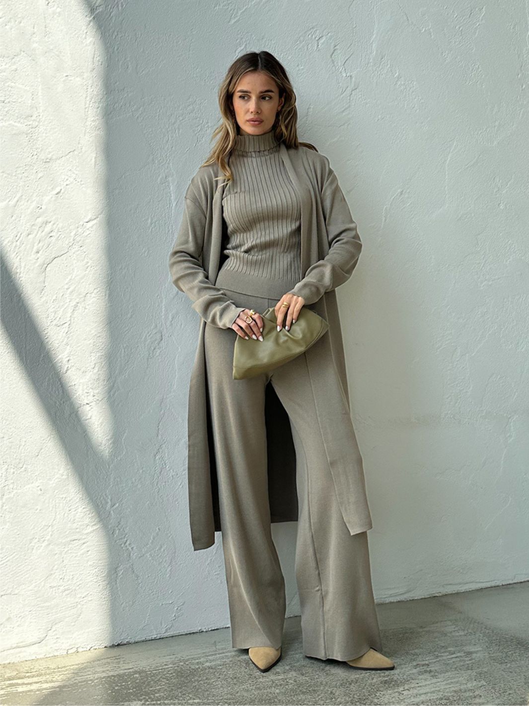 ElenaTosetti 3-Delige Gebreide Cardigan & Broek Set Voor Vrouwen