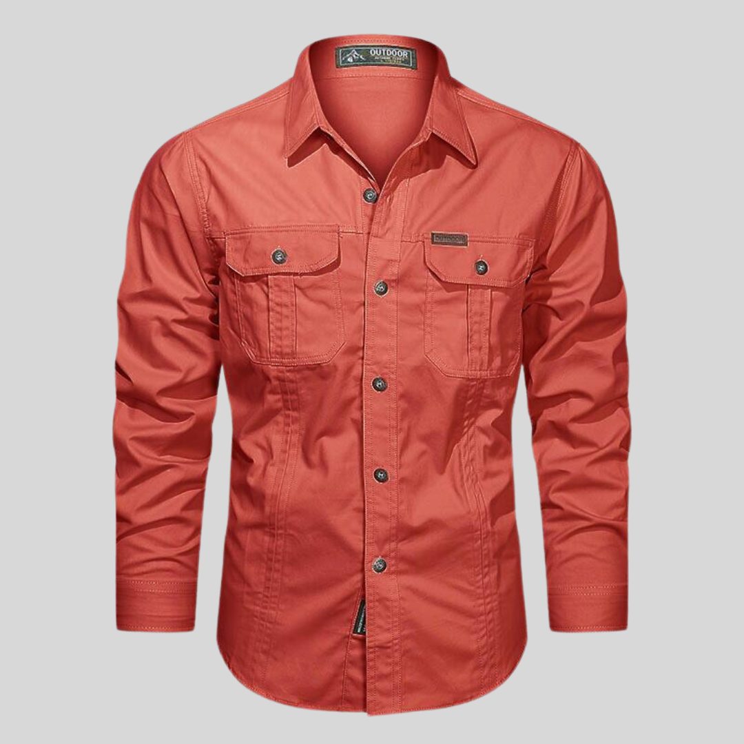 Matteo – Heren Overhemd van Textuurkatoen met Utility-look