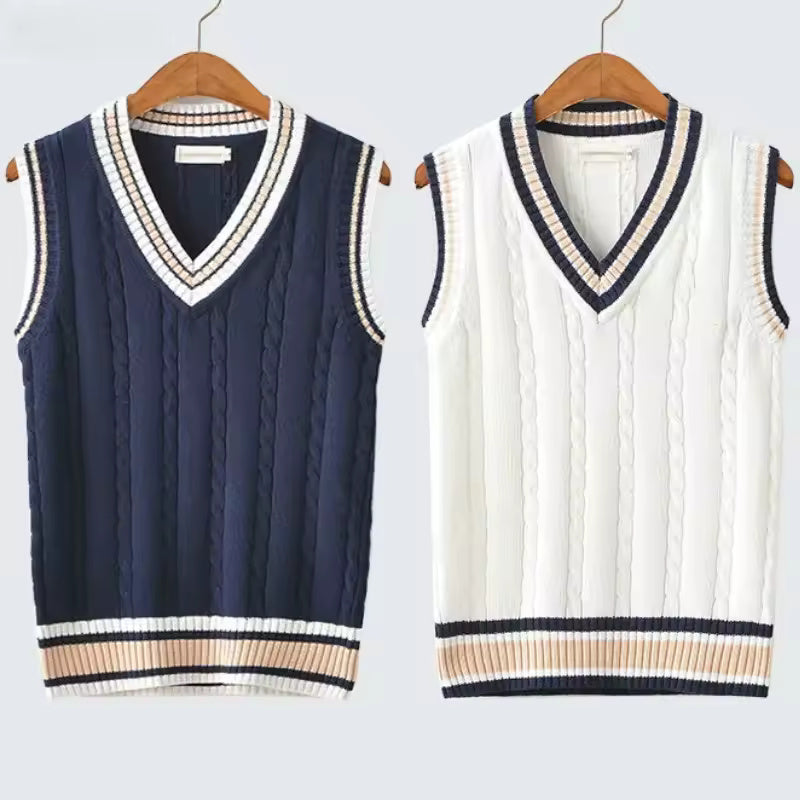 Lorenzo – Heren Gestreepte Gebreide Sweater Vest