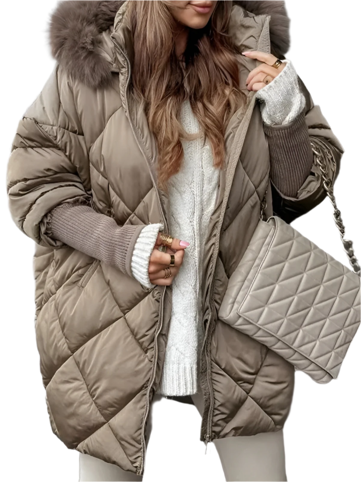 Isabella – Diamantpatroon Winter Hoodie Set voor Dames