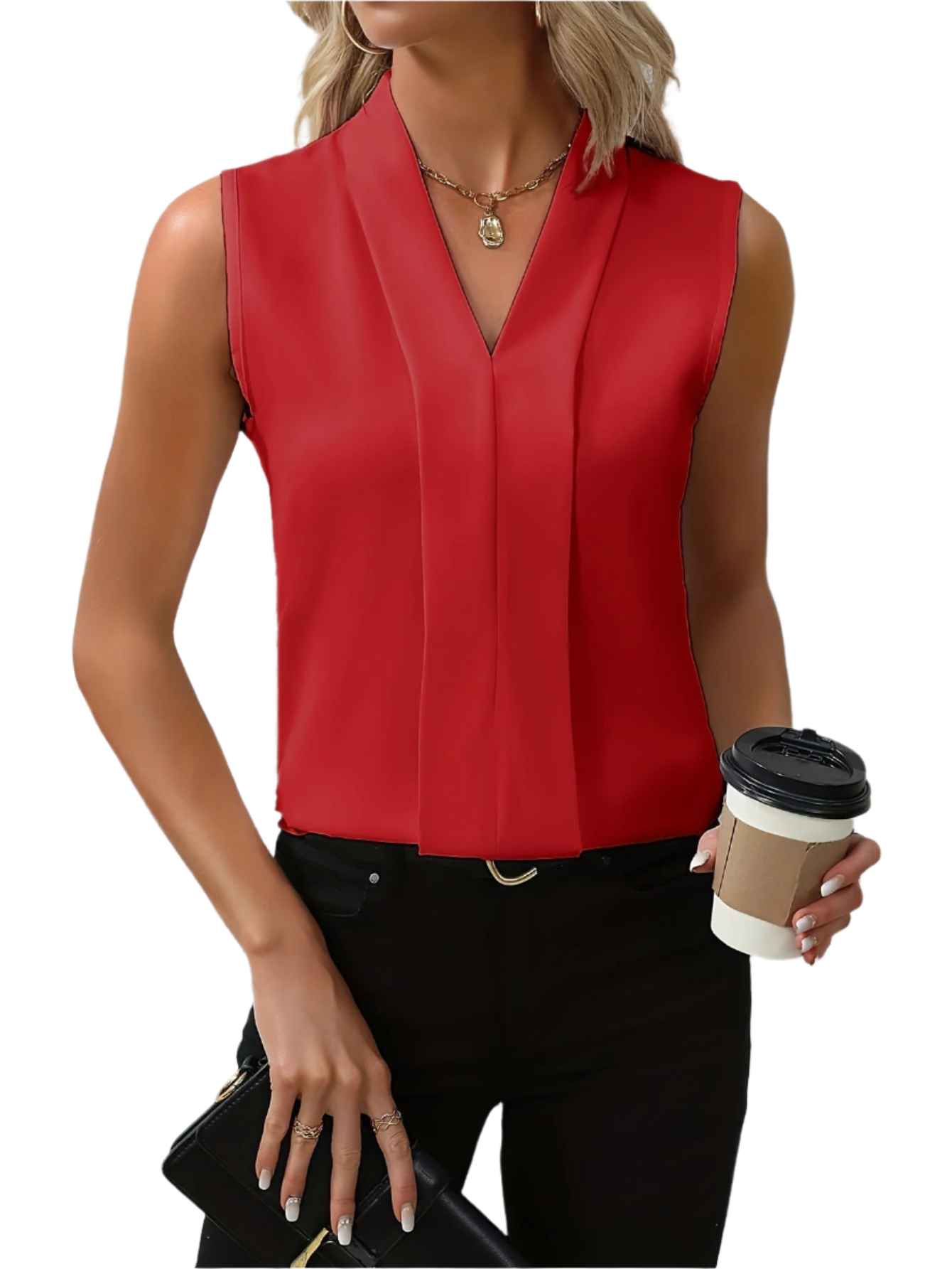 Irine – Mouwloze Damesblouse met Elegante Valling