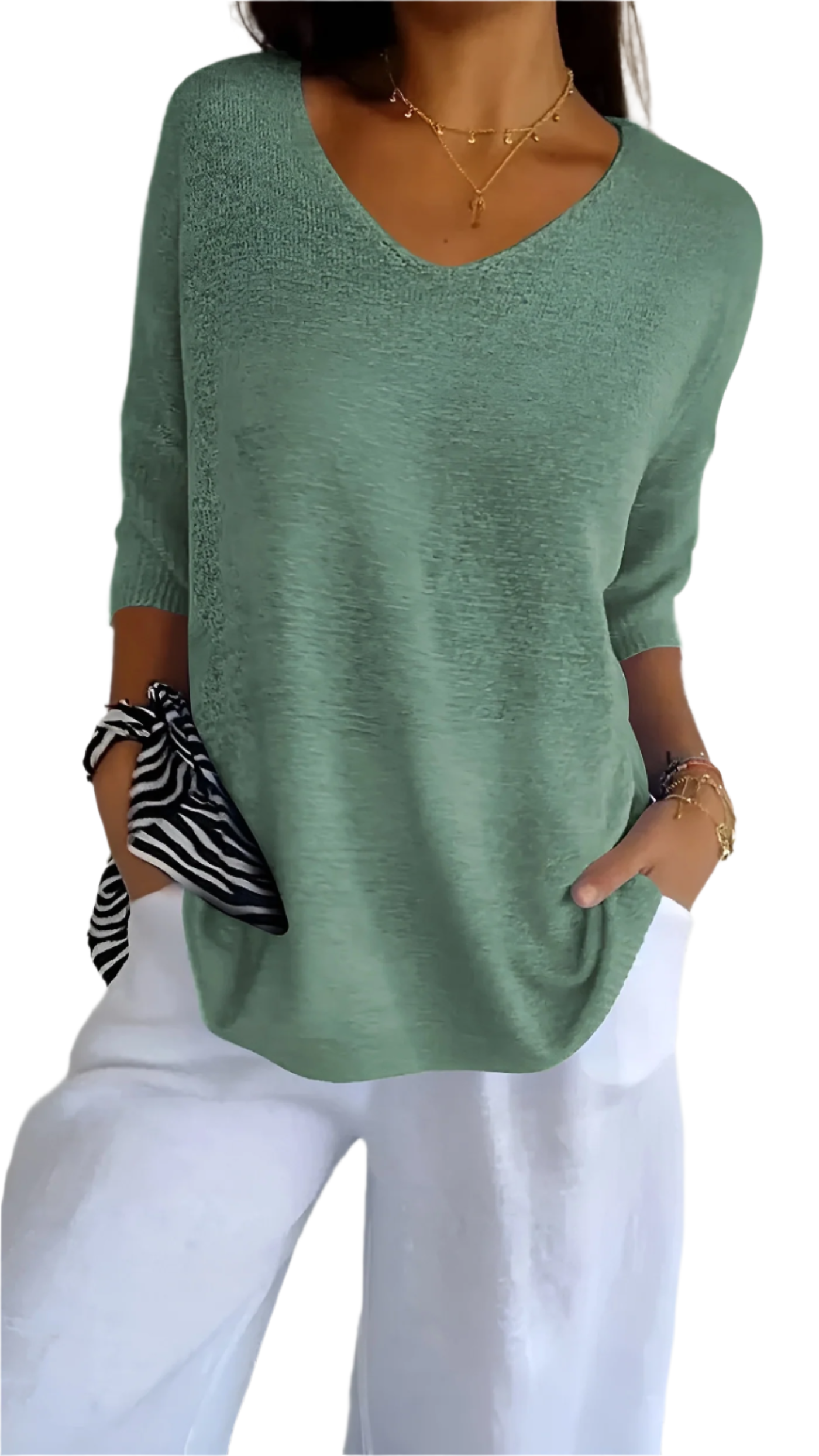 Isabella – Zachte Gebreide Dames Top met V-Hals en Mouwloos Design
