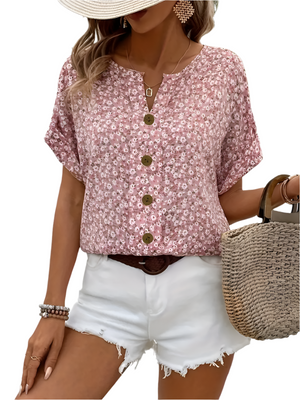 Sofia – Blush Roze Dames Blouse met Bloemenprint