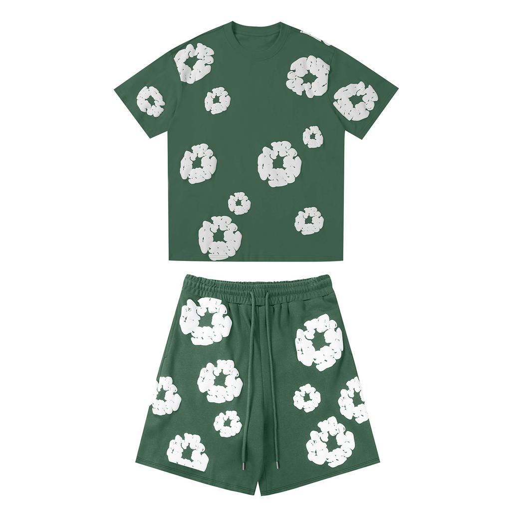 ModaDenim – Viral Tweedelige Lounge Set Zomer Trainingspak Unisex Bloemen