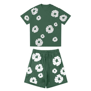 ModaDenim – Viral Tweedelige Lounge Set Zomer Trainingspak Unisex Bloemen