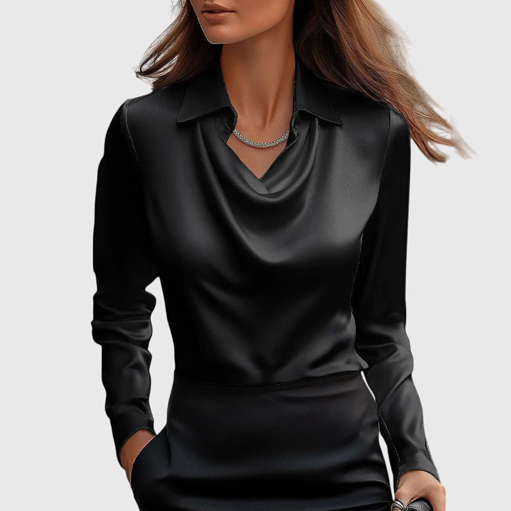 Carolina – Zijdezachte Dames Plisséblouse