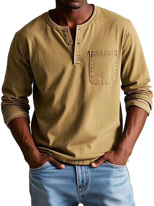 Jaskie – Heren Henley Shirt van Katoen