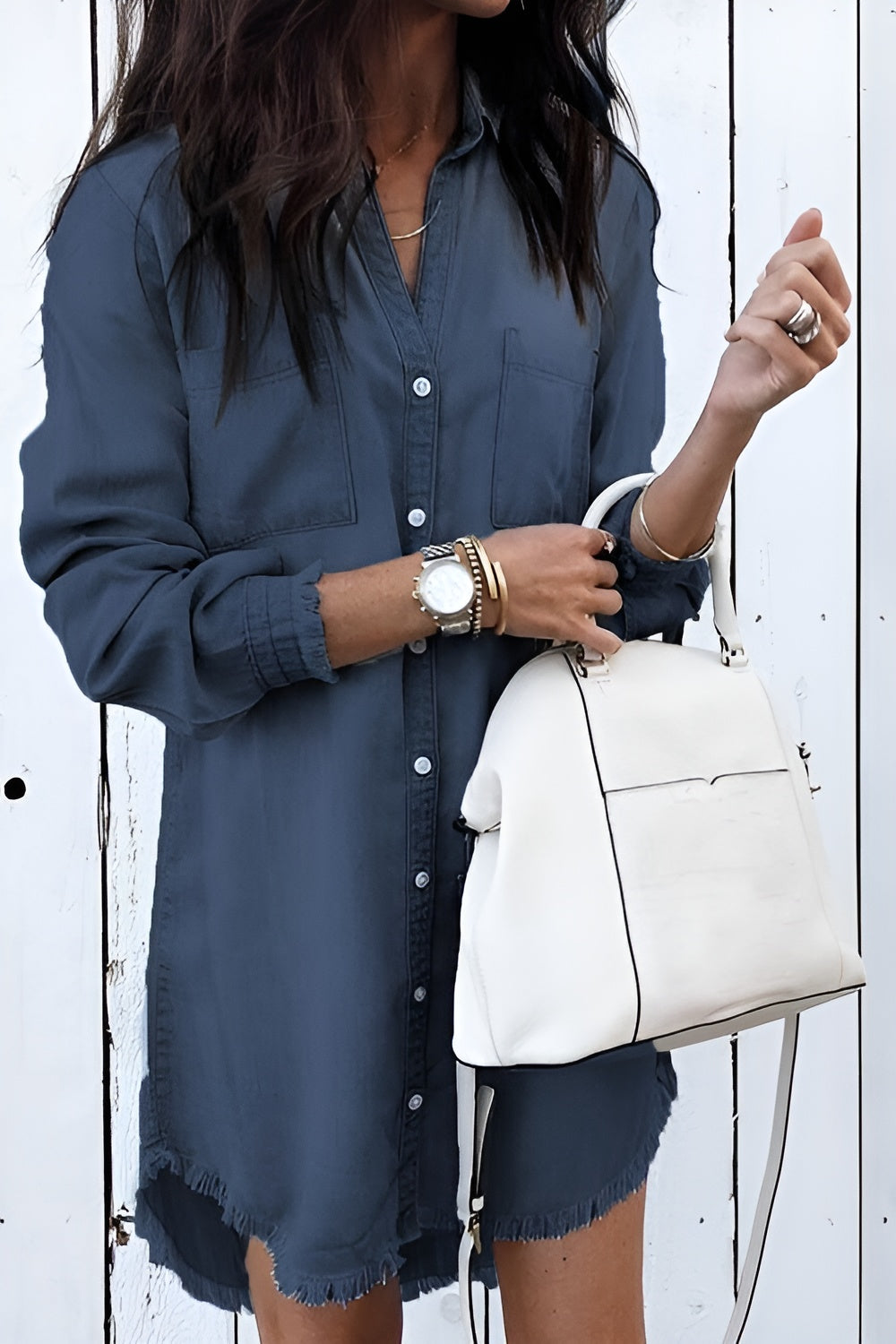 Sofia – Denim Overhemdjurk met Ceintuur voor Dames