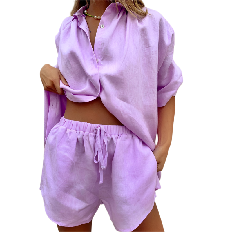 Sorelli – Dames Katoenen Tweedelige Lounge Set