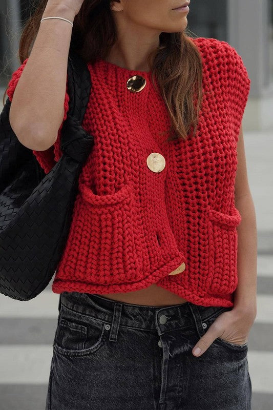 MarcoBellini Rood Gebreid Vest