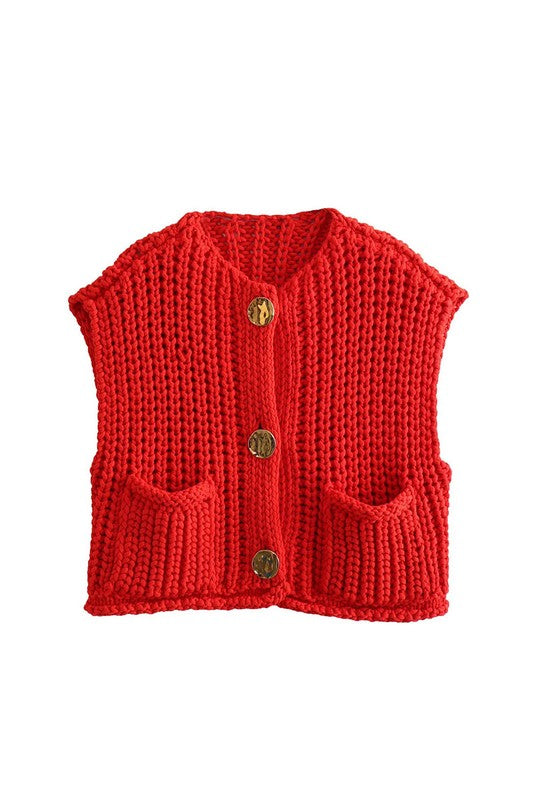 MarcoBellini Rood Gebreid Vest