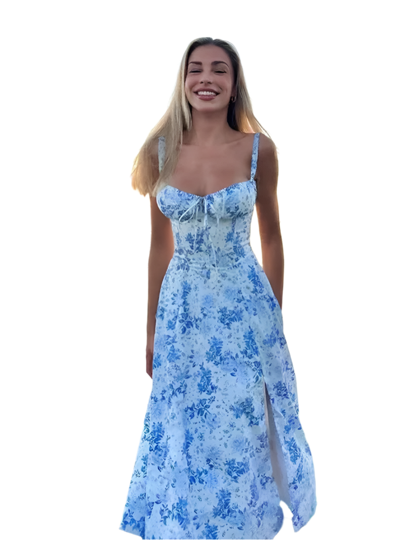 Clara – Bloemen Zomerjurk met Strikdetail voor Dames